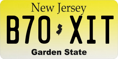 NJ license plate B70XIT