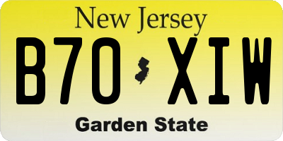 NJ license plate B70XIW