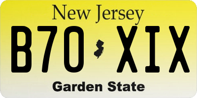 NJ license plate B70XIX