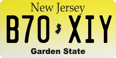 NJ license plate B70XIY