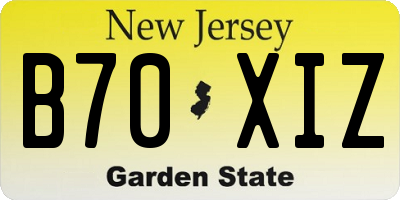 NJ license plate B70XIZ