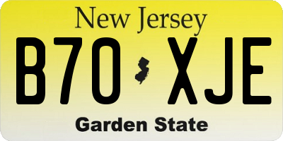 NJ license plate B70XJE