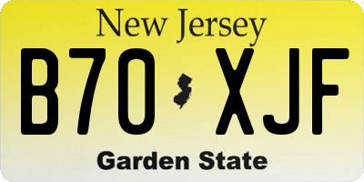 NJ license plate B70XJF