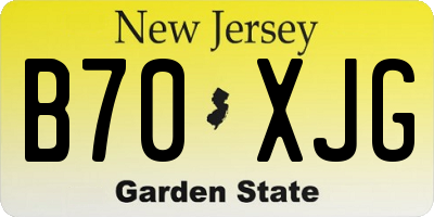 NJ license plate B70XJG