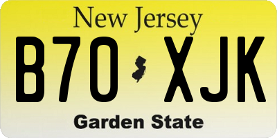 NJ license plate B70XJK