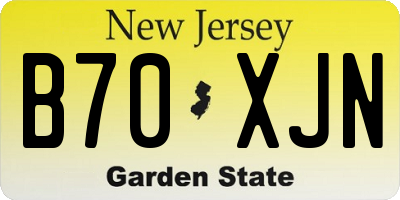 NJ license plate B70XJN