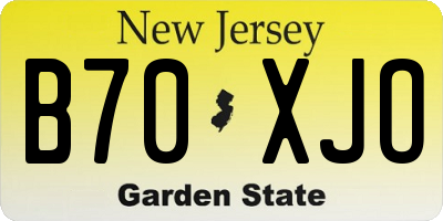NJ license plate B70XJO
