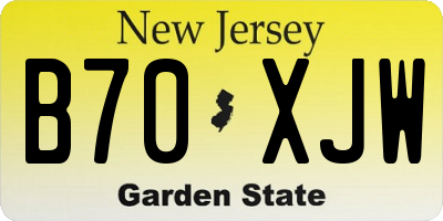 NJ license plate B70XJW