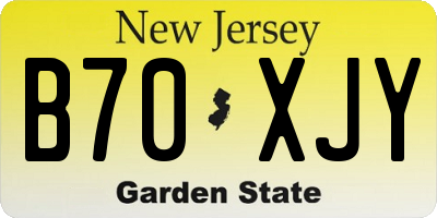NJ license plate B70XJY