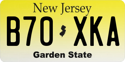 NJ license plate B70XKA