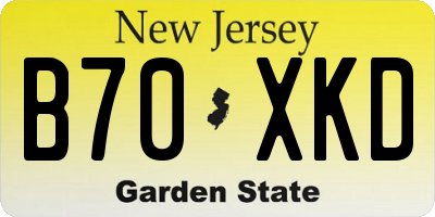 NJ license plate B70XKD
