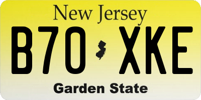 NJ license plate B70XKE