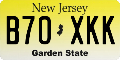 NJ license plate B70XKK