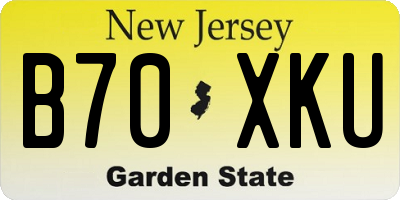 NJ license plate B70XKU