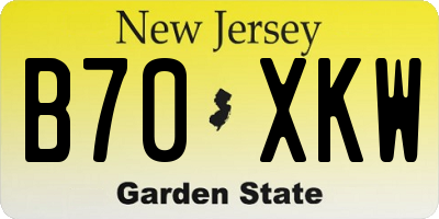 NJ license plate B70XKW