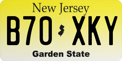 NJ license plate B70XKY
