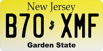 NJ license plate B70XMF
