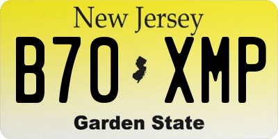 NJ license plate B70XMP