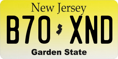 NJ license plate B70XND