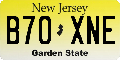 NJ license plate B70XNE