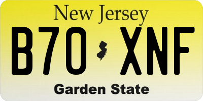 NJ license plate B70XNF