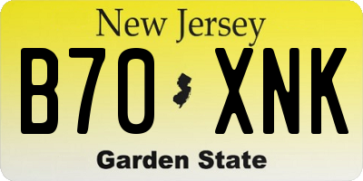 NJ license plate B70XNK