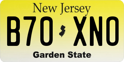 NJ license plate B70XNO