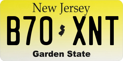 NJ license plate B70XNT