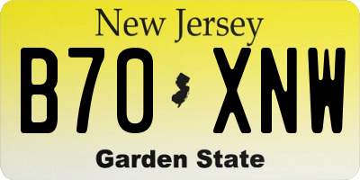 NJ license plate B70XNW