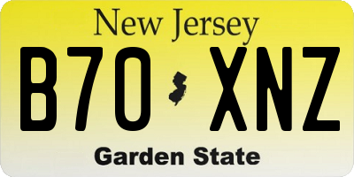 NJ license plate B70XNZ