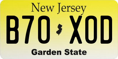 NJ license plate B70XOD