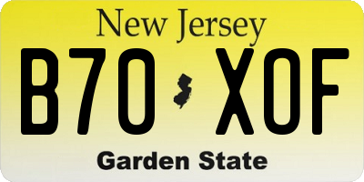 NJ license plate B70XOF