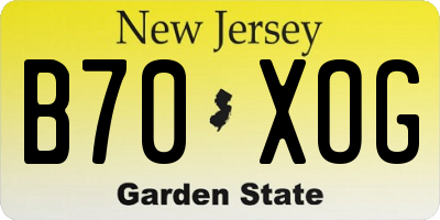 NJ license plate B70XOG