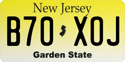 NJ license plate B70XOJ