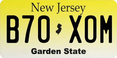 NJ license plate B70XOM