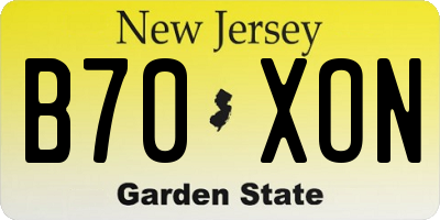NJ license plate B70XON