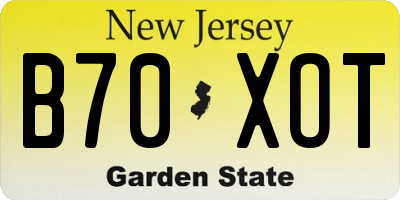 NJ license plate B70XOT