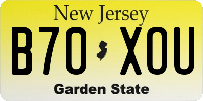 NJ license plate B70XOU