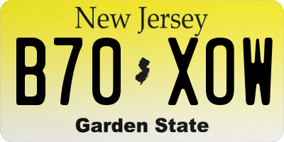 NJ license plate B70XOW