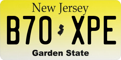 NJ license plate B70XPE