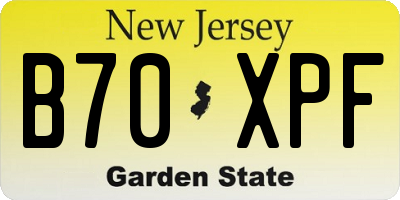 NJ license plate B70XPF