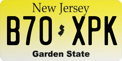 NJ license plate B70XPK