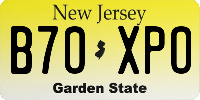 NJ license plate B70XPO