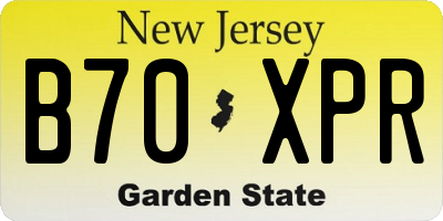 NJ license plate B70XPR