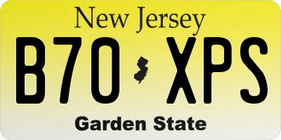 NJ license plate B70XPS