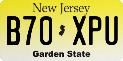 NJ license plate B70XPU