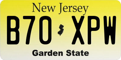 NJ license plate B70XPW