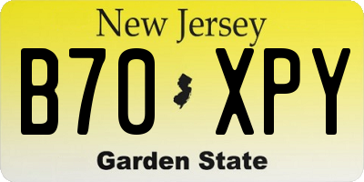 NJ license plate B70XPY
