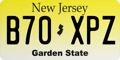 NJ license plate B70XPZ