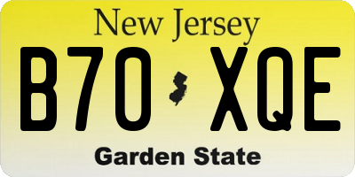 NJ license plate B70XQE